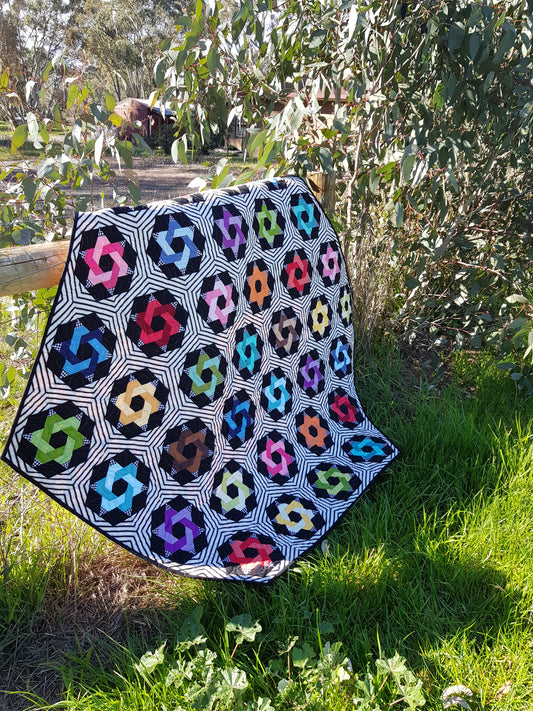 Gone Crazy Quilt by Lilabelle Lane Creations - English Paper Pieced PDF Download with SVG Download for Brother Scan N Cut or Cricut Machines