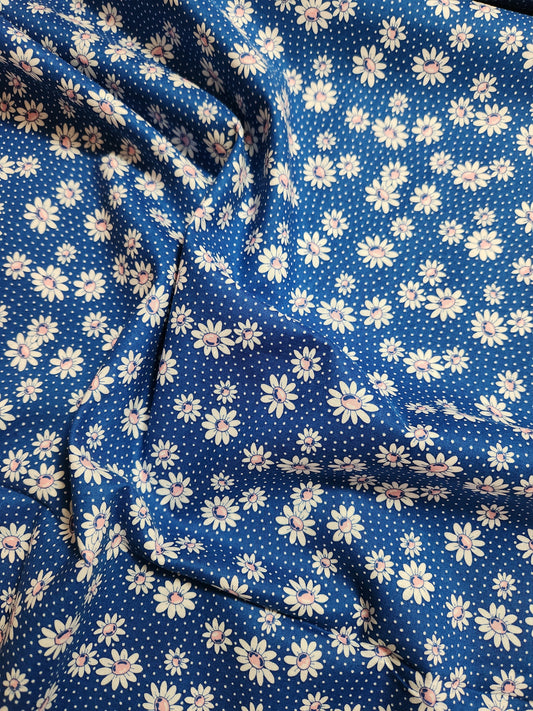 Daisies on Blue - Japanese Cotton Printed Shirting