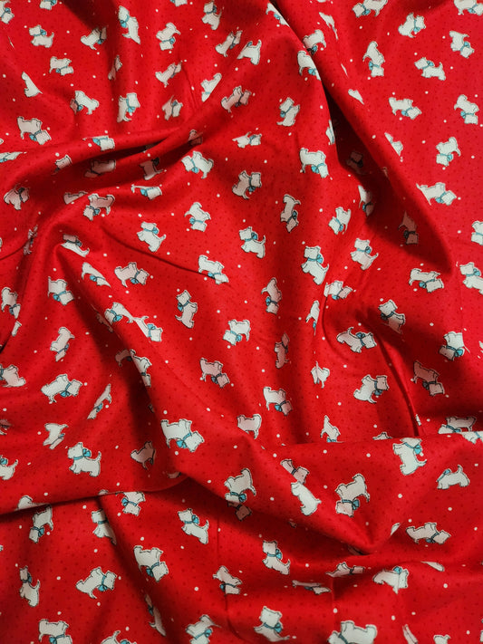 Scotty Dogs on Red - Japanese Cotton Printed Shirting