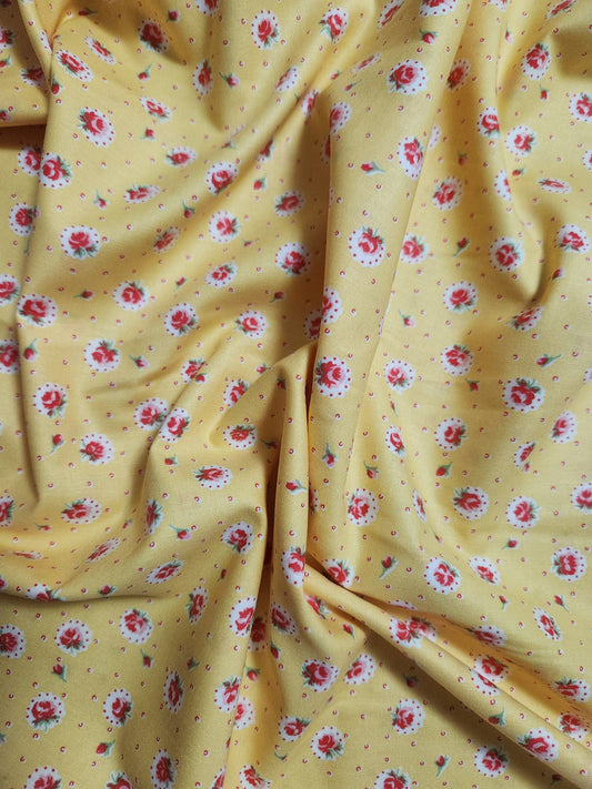 Flowers on Yellow - Japanese Cotton Printed Shirting