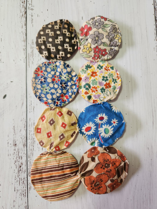 Vintage Fabric Yo-Yo's Block Four -8 Yo-Yo's