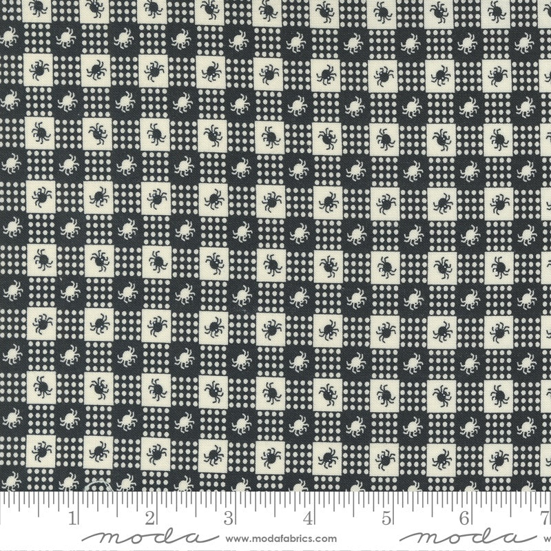 Party Plaid Spider - Black and Cream - Owl O Ween by Moda Fabrics