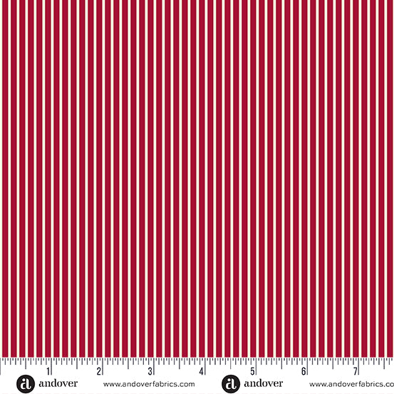 Woodsy Cottage Stripe in Dark Cherry- A Woodsy Cottage by Andover Fabrics