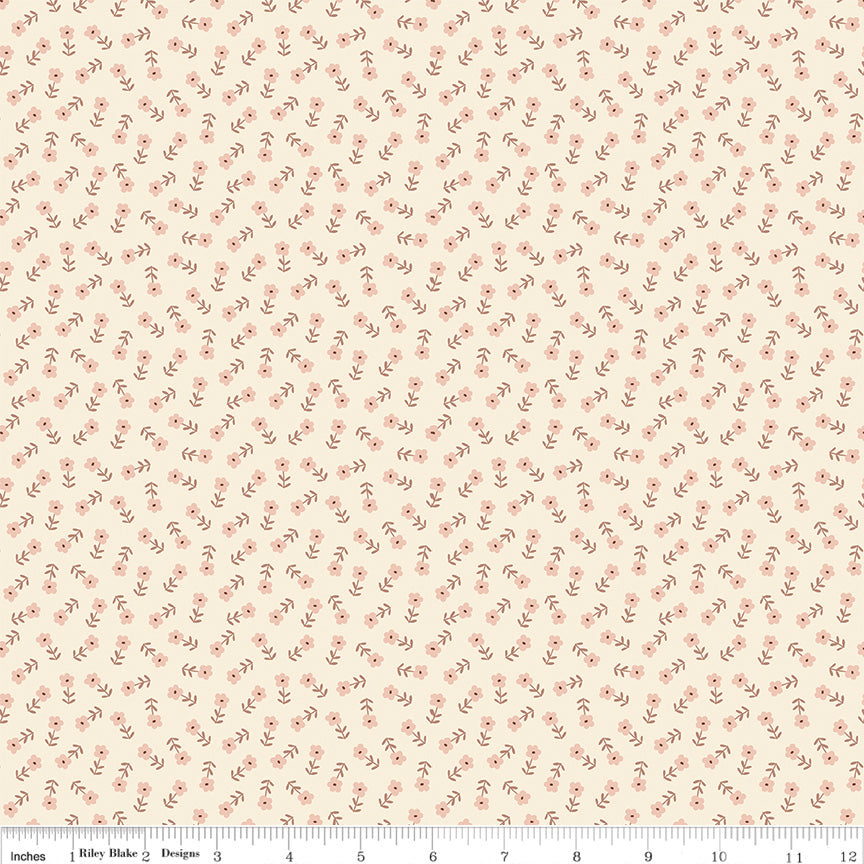 Ditsy Floral Cream- Blush 'n Butterscotch by Riley Blake Fabrics