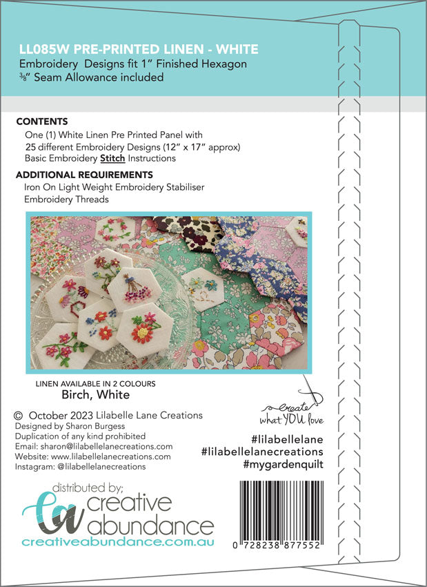 The My Garden Quilt Pre-Printed Linen Volume 2 by Lilabelle Lane Creations