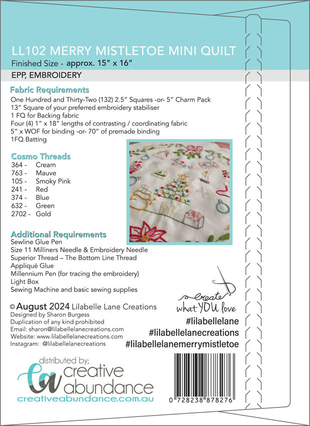 Merry Mistletoe with Pre-printed Linen by Lilabelle Lane Creations