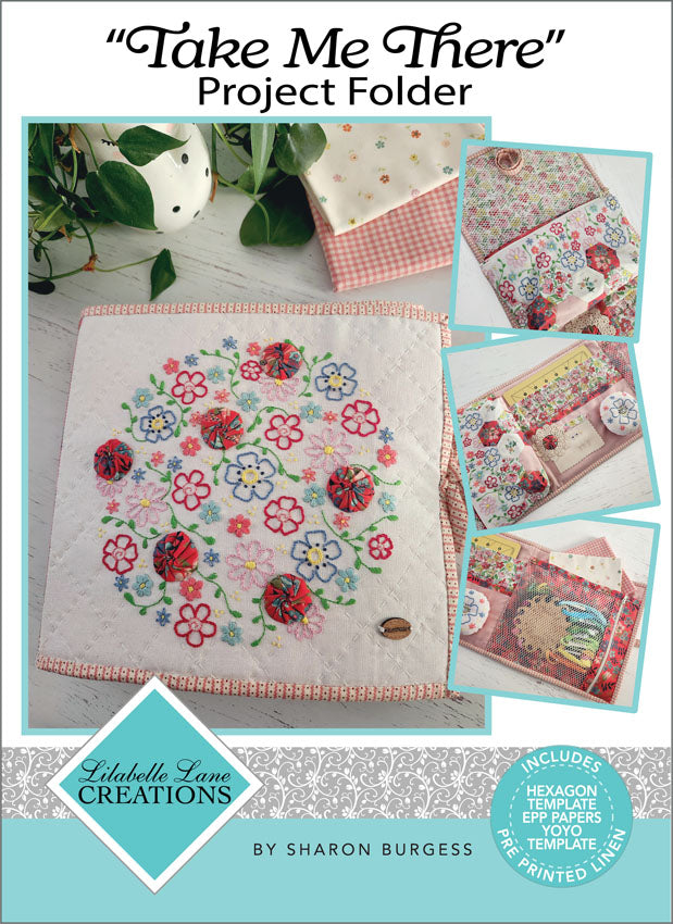 Take Me There - Project Folder with Pre-printed Linen by Lilabelle Lane Creations