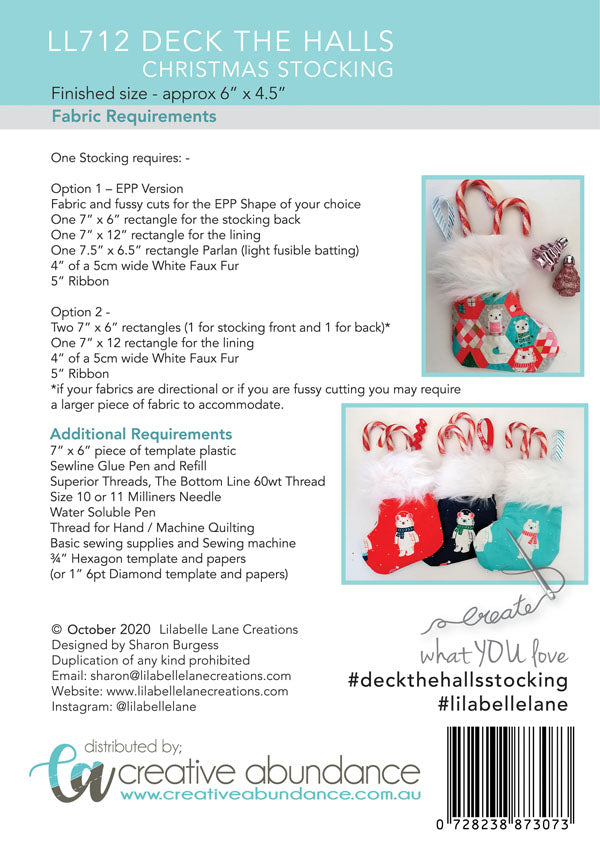 Deck The Halls Christmas Stocking KIT by Lilabelle Lane Creations