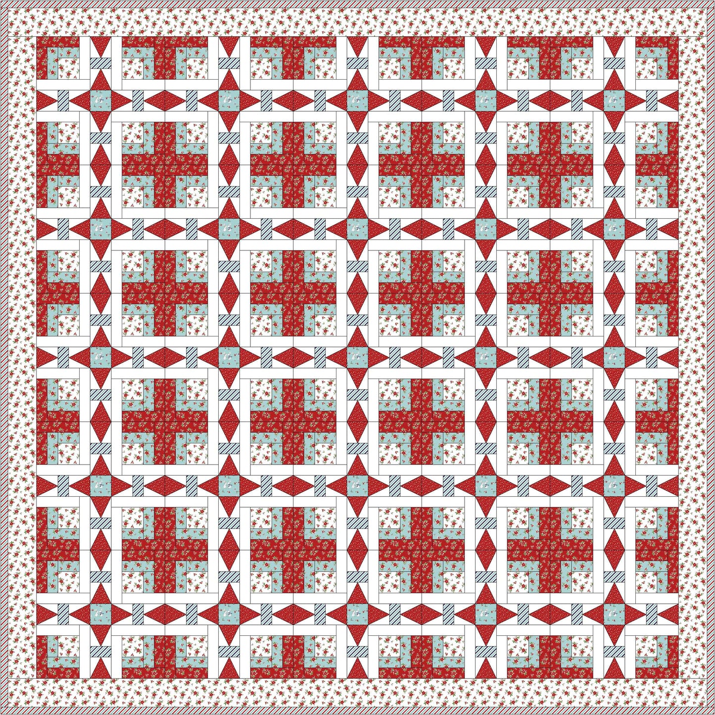 Peppermint Crossing Quilt Pattern - PDF by Lilabelle Lane Creations