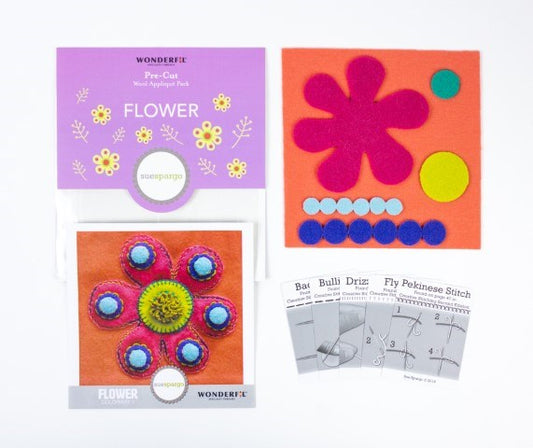 Sue Spargo Pre-cut Wool Appliqué Kit -FLOWER Colourway 1