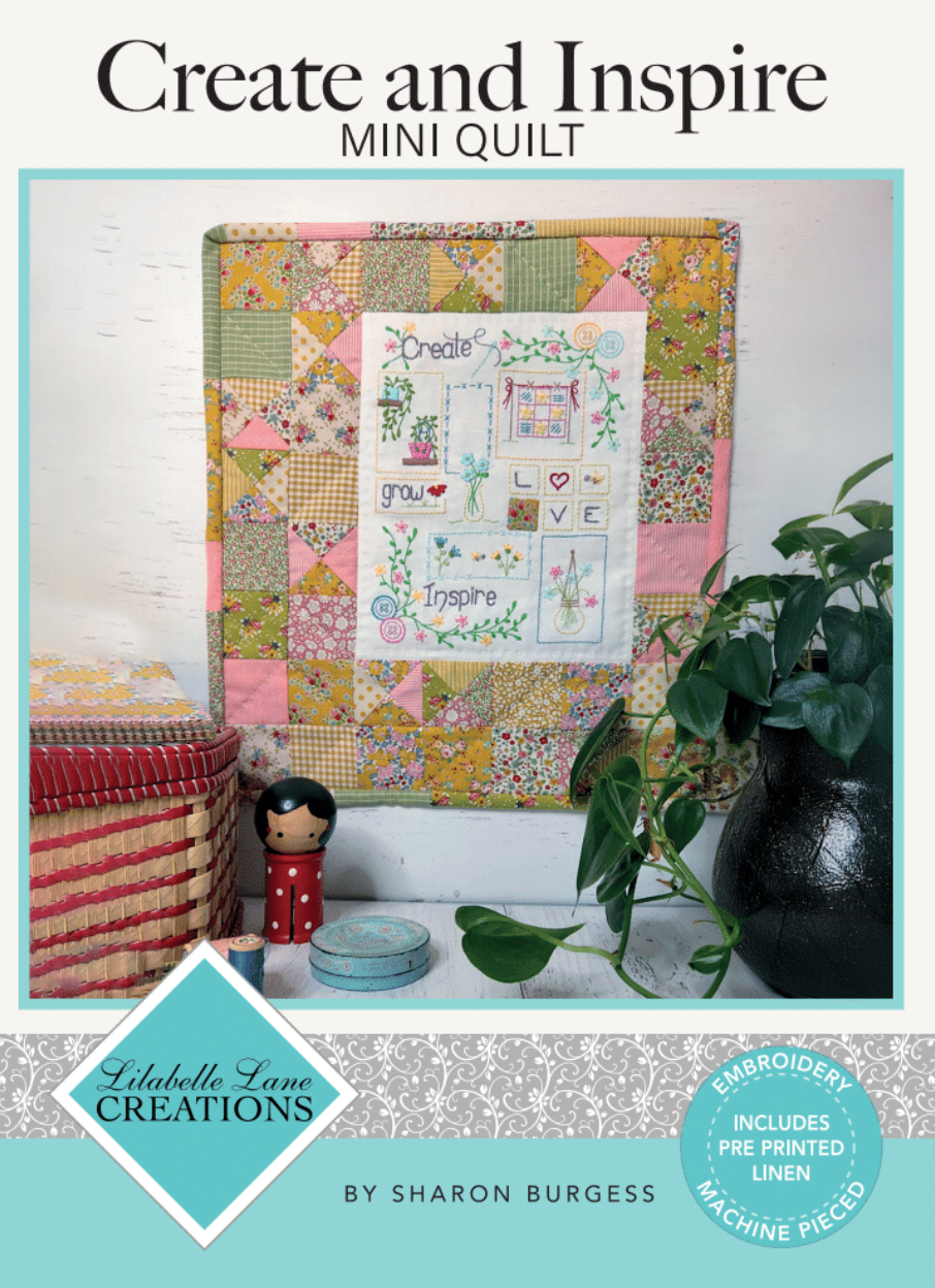 Create and Inspire Mini Quilt with Pre-printed Linen by Lilabelle Lane Creations