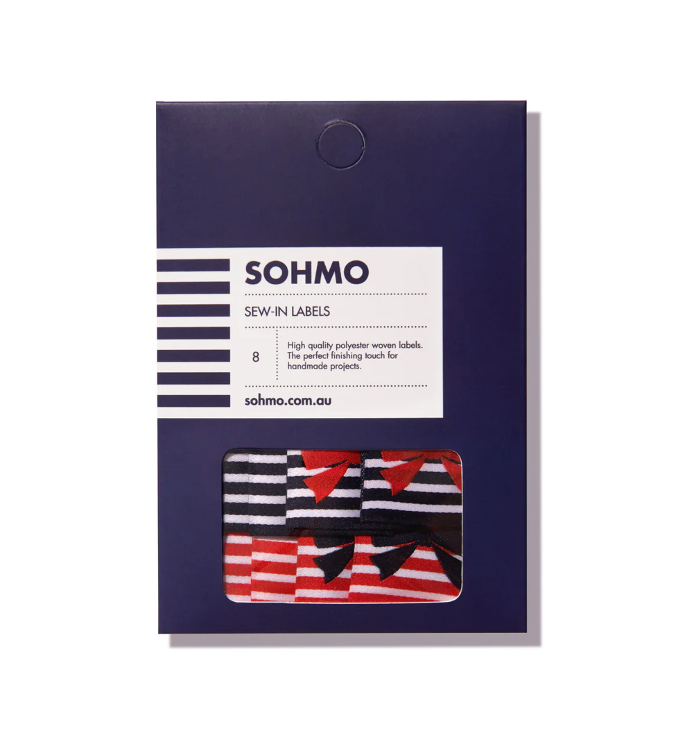 SOHMO - Sew In Labels - Stripe Bows