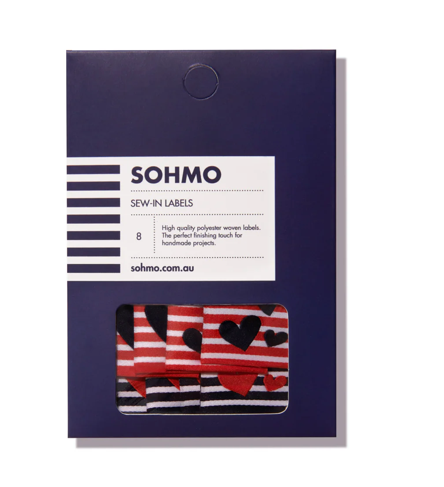 SOHMO - Sew In Labels - Stripe Hearts
