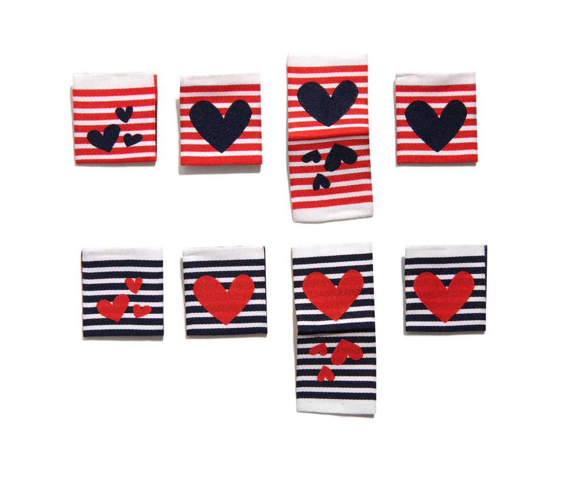 SOHMO - Sew In Labels - Stripe Hearts