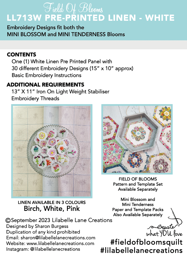Field Of Blooms Pre-printed Linen by Lilabelle Lane Creations