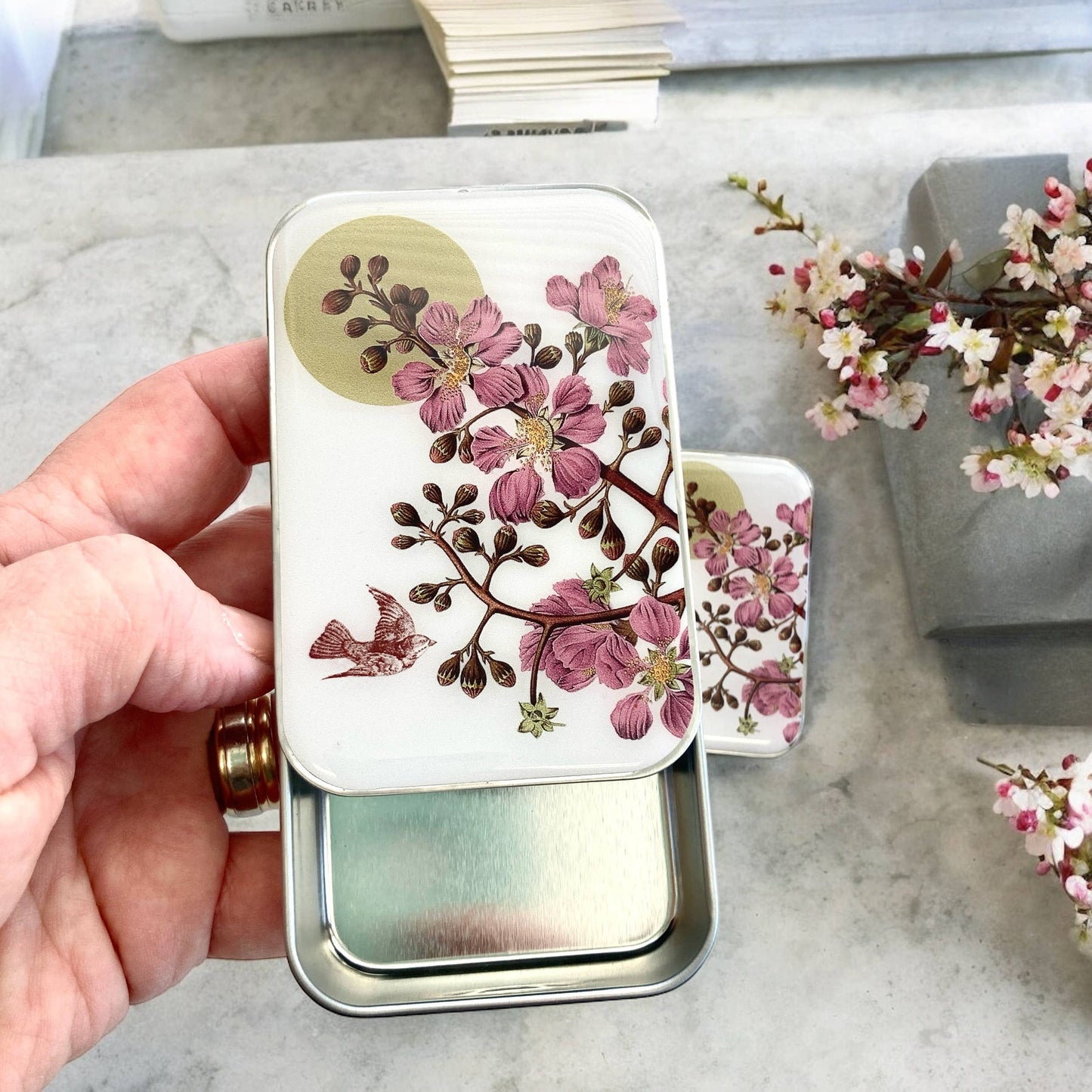Firefly Notes Tin - Cherry Blossom & Swallow LARGE
