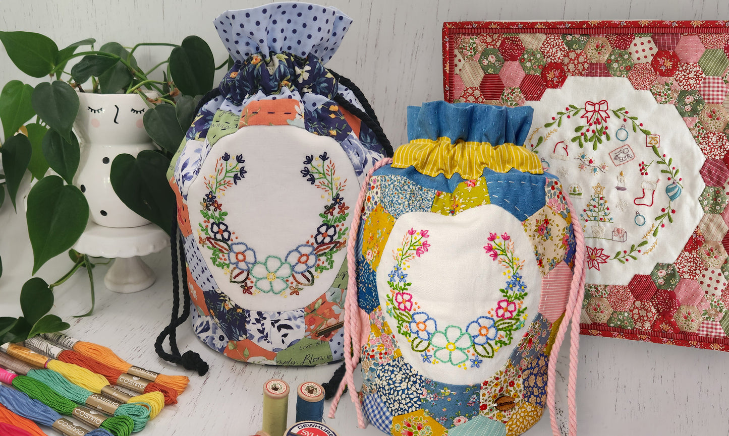 My Bouquet Dilly Bag by Lilabelle Lane Creations -English Paper Piecing PDF Pattern with SVG Download for Scan N Cut & Cricut Machines