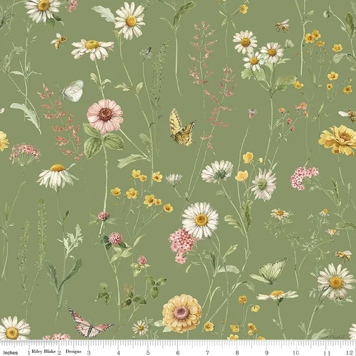 Wildflowers in Green - Love Me More by Riley Blake Fabrics