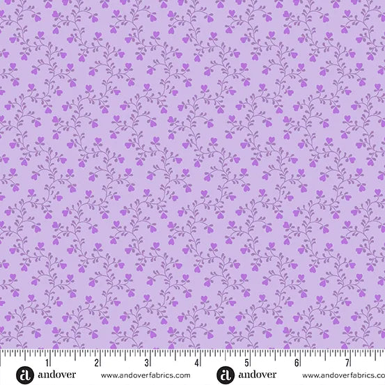 Pansy Heart Vine - Purple - Plain and Simple by Andover Fabrics