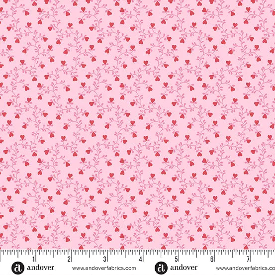 Heart Vine - Pink - Plain and Simple by Andover Fabrics