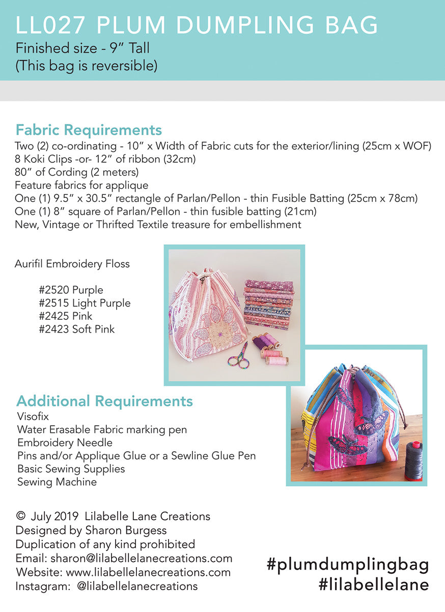 Plum Dumpling Bag- Downloadable PDF