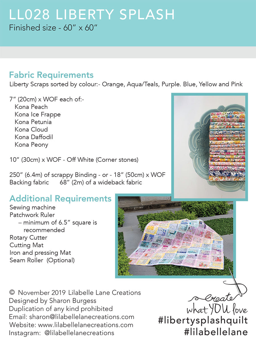 Liberty Splash Quilt by Lilabelle Lane Creations - Downloadable PDF Pattern