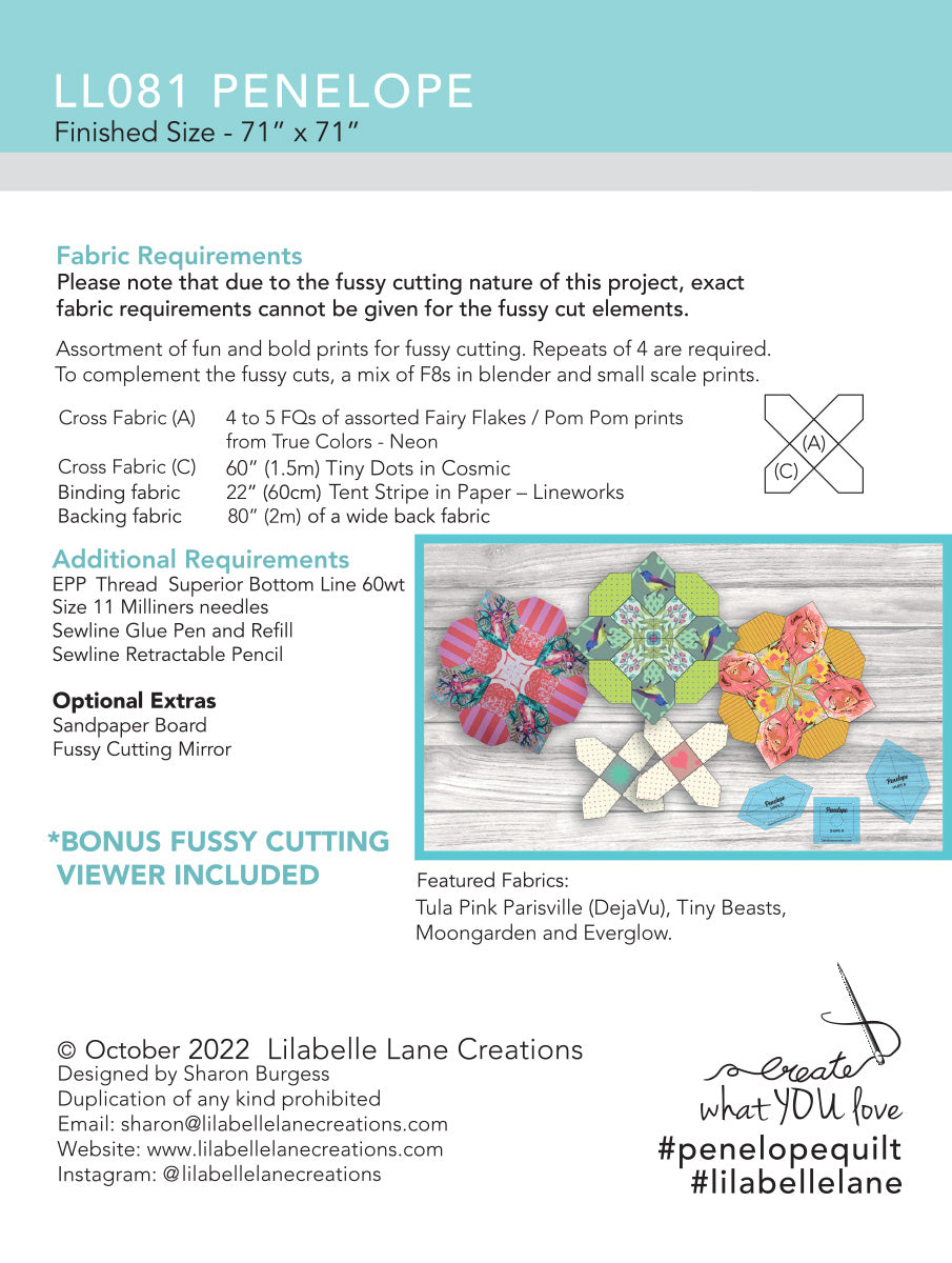 Prudence Quilt by Lilabelle Lane Creations -English Paper Piecing PDF Pattern with SVG Download for Brother Scan N Cut or Cricut Machines