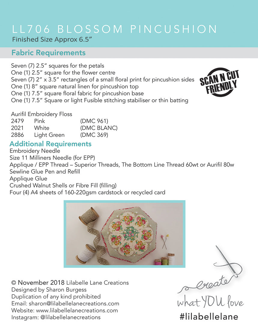 Blossom Pincushion (with Templates and papers) by Lilabelle Lane Creations