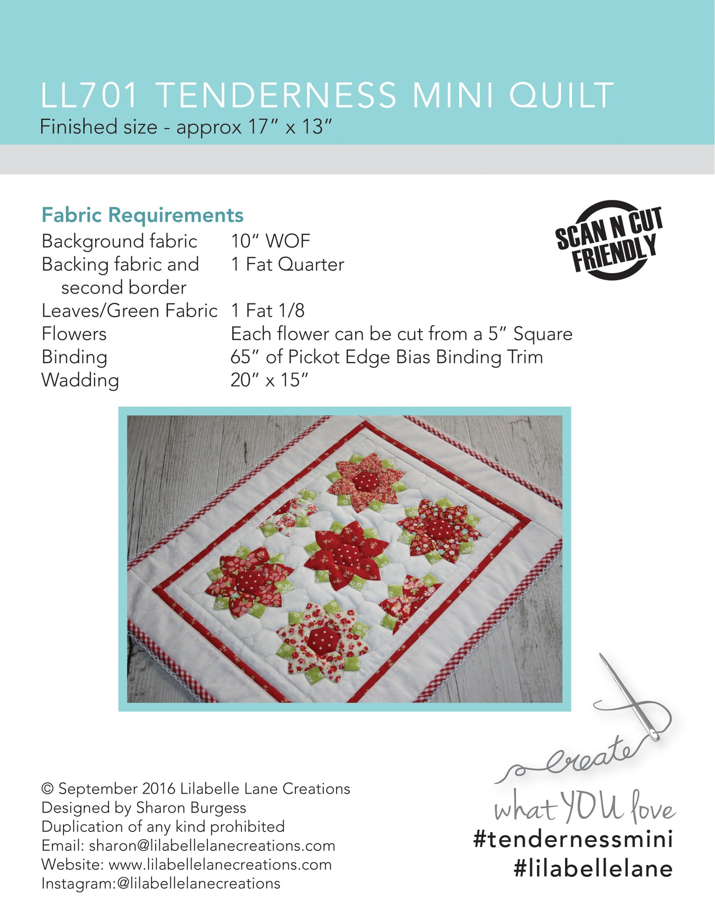 Tenderness MINI Quilt by Lilabelle Lane Creations - Exclusive Shapes, English Paper Piecing Pattern PDF Creative Card
