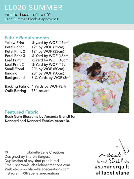 Summer Quilt Pattern by Lilabelle Lane Creations BIG Blocks Downloadable PDF