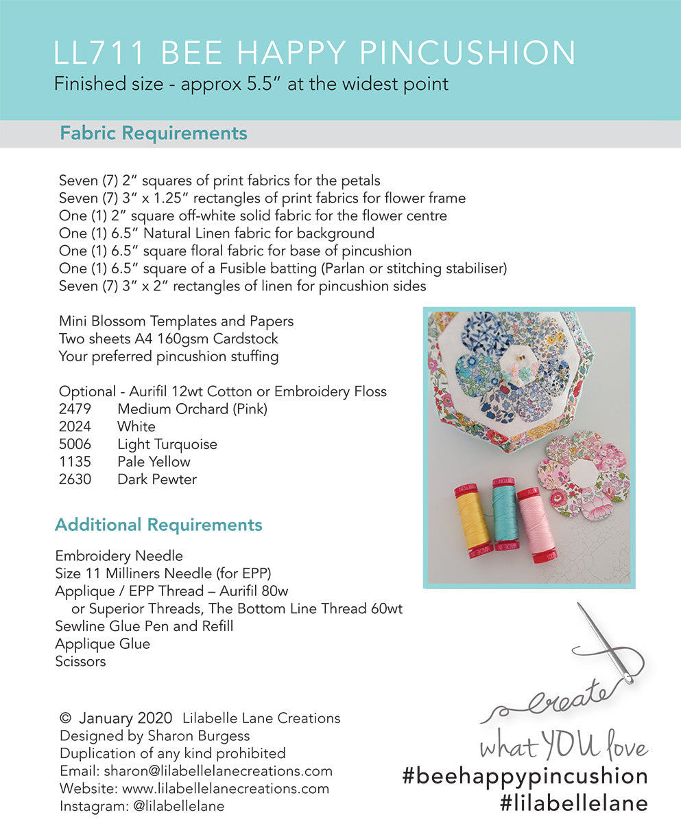 Bee Happy Pincushion - Downloadable PDF