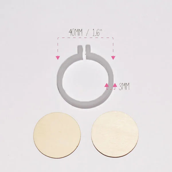 Miniature Embroidery Hoop Set - 4cm / 1.6" - Acrylic white
