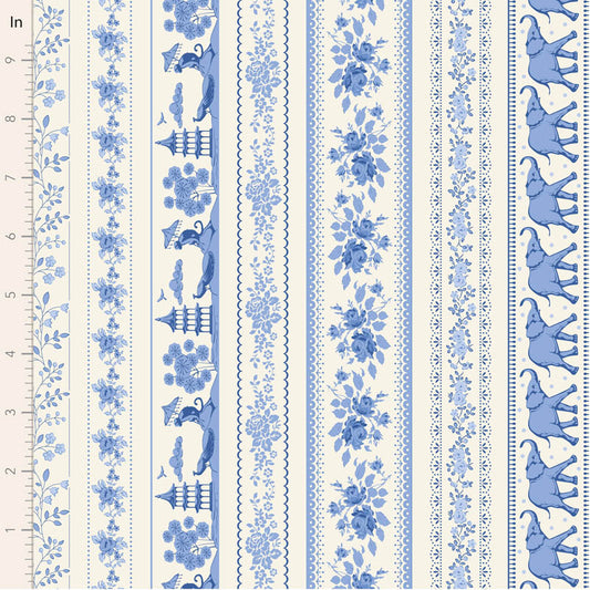 REMNANT -Tilda – Something Blue – 110170 Borders Blue - 70CM