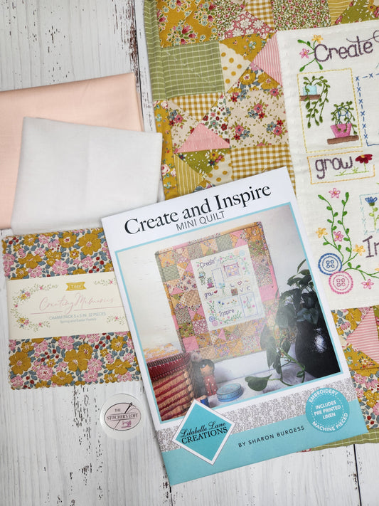 Create and Inspire Mini Quilt KIT with Pre-printed Linen  by Lilabelle Lane Creations