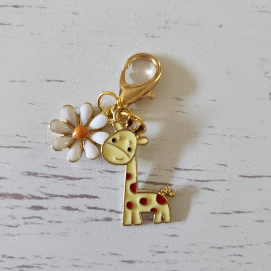 Giraffe (yellow) and Flower - Zipper Charm