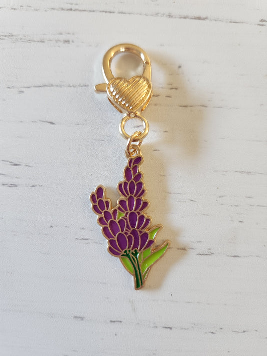 Lavender  / Purple Flower- Zipper Charm