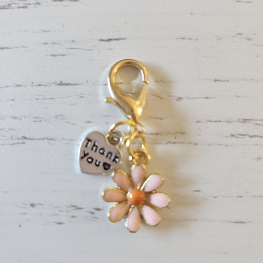 Pink Daisy Flower - Zipper Charm