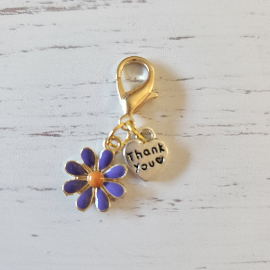 Purple Daisy Flower - Zipper Charm