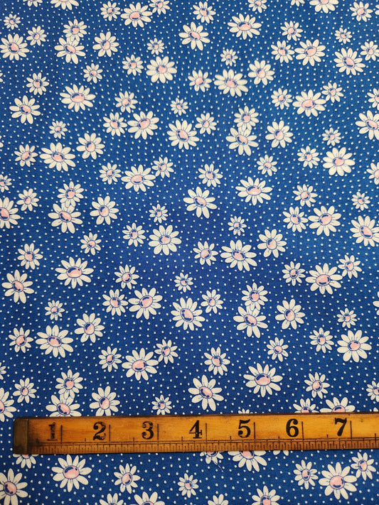Daisies on Blue - Japanese Cotton Printed Shirting