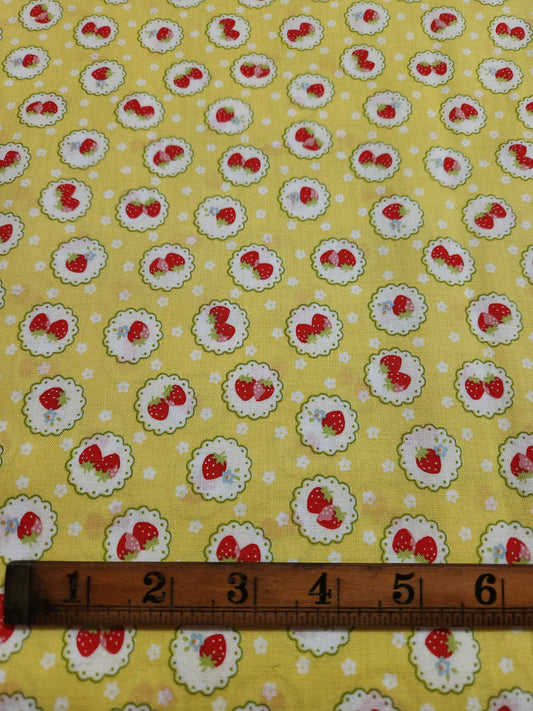 Strawberries on Yellow - Japanese Cotton Printed Shirting