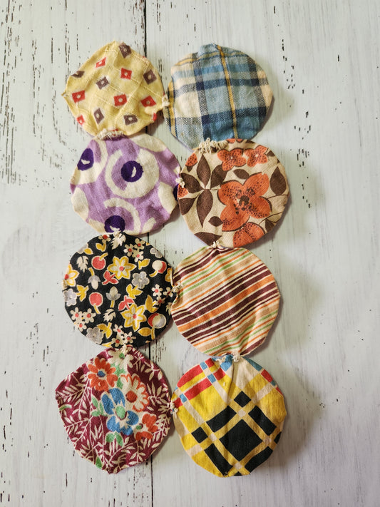 Vintage Fabric Yo-Yo's  Block Three -8 Yo-Yo's