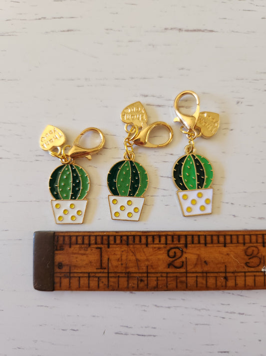 Cute Potted Cactus with Thank you Heart - Zipper Charm