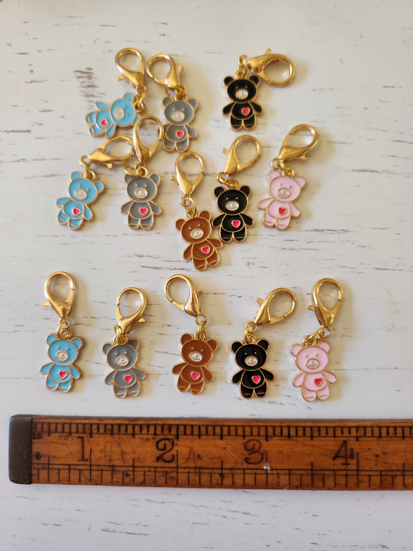 Cute Teddy Bear with Heart - Zipper Charms