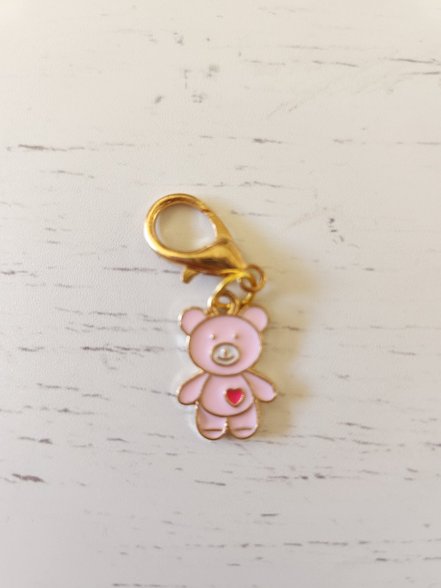 Cute Teddy Bear with Heart - Zipper Charms