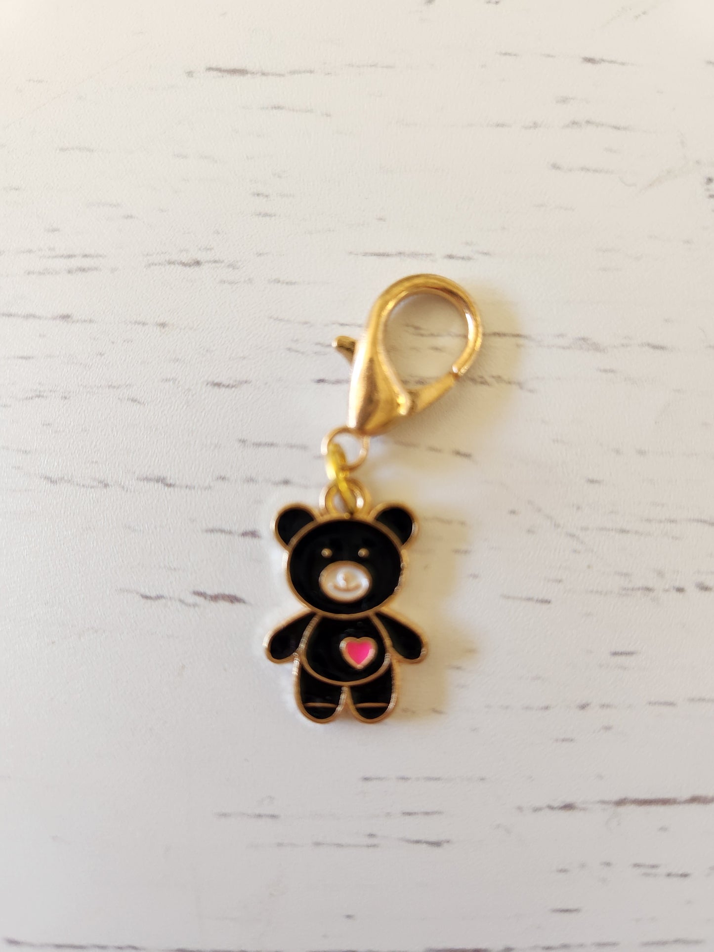 Cute Teddy Bear with Heart - Zipper Charms