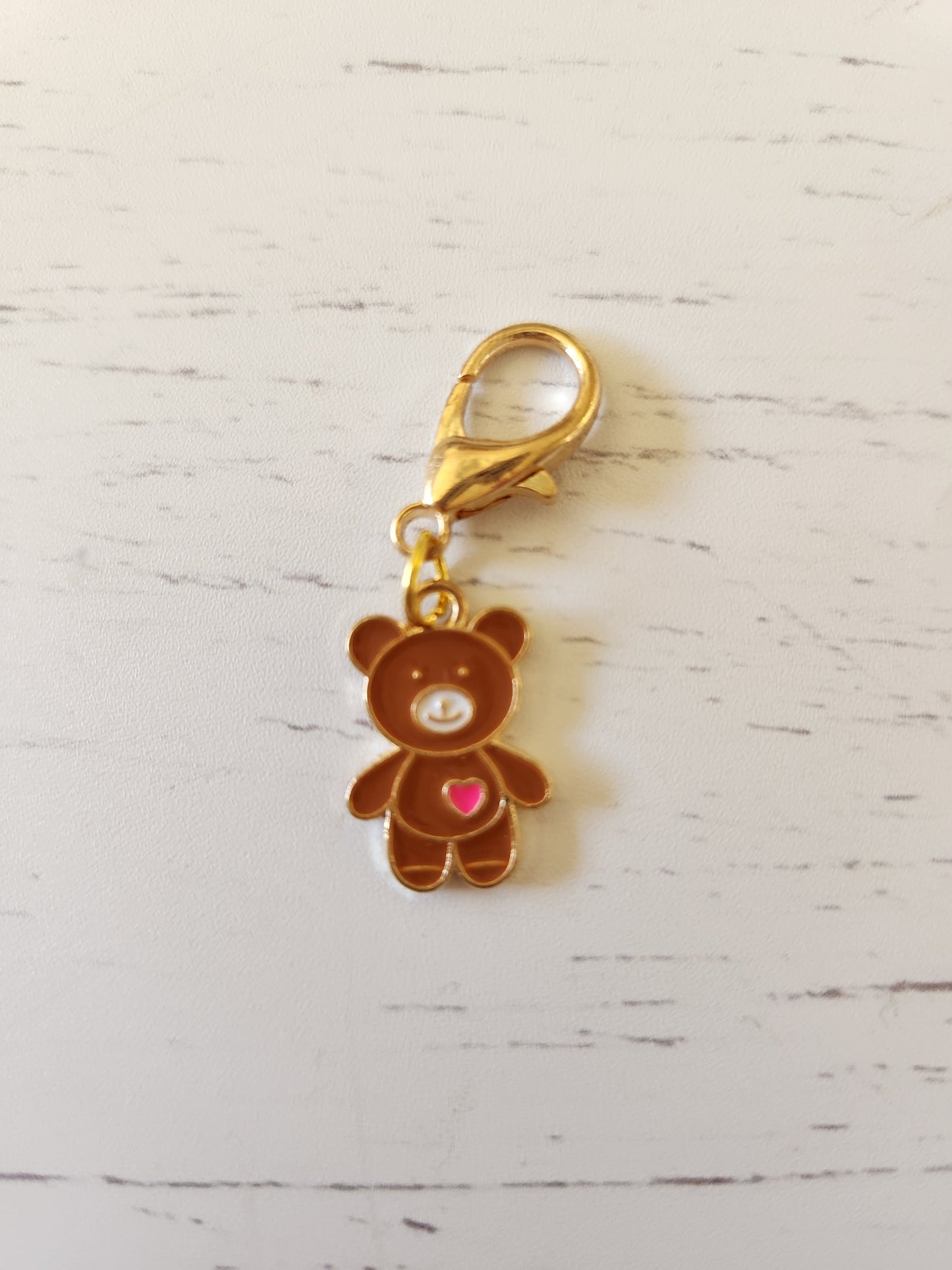Cute Teddy Bear with Heart - Zipper Charms