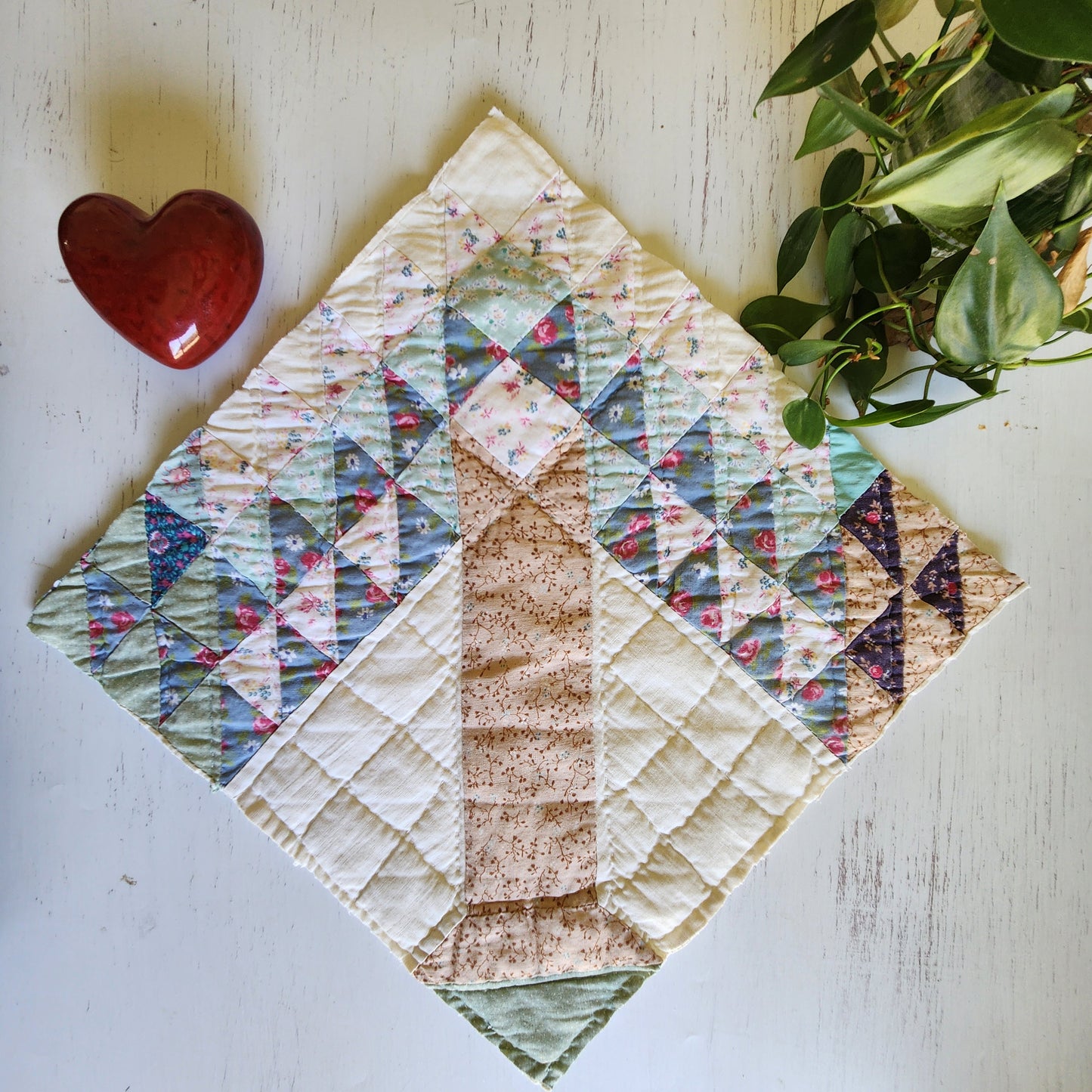 Vintage Handmade Patchwork Quilt Squares: Project Pieces (1A)