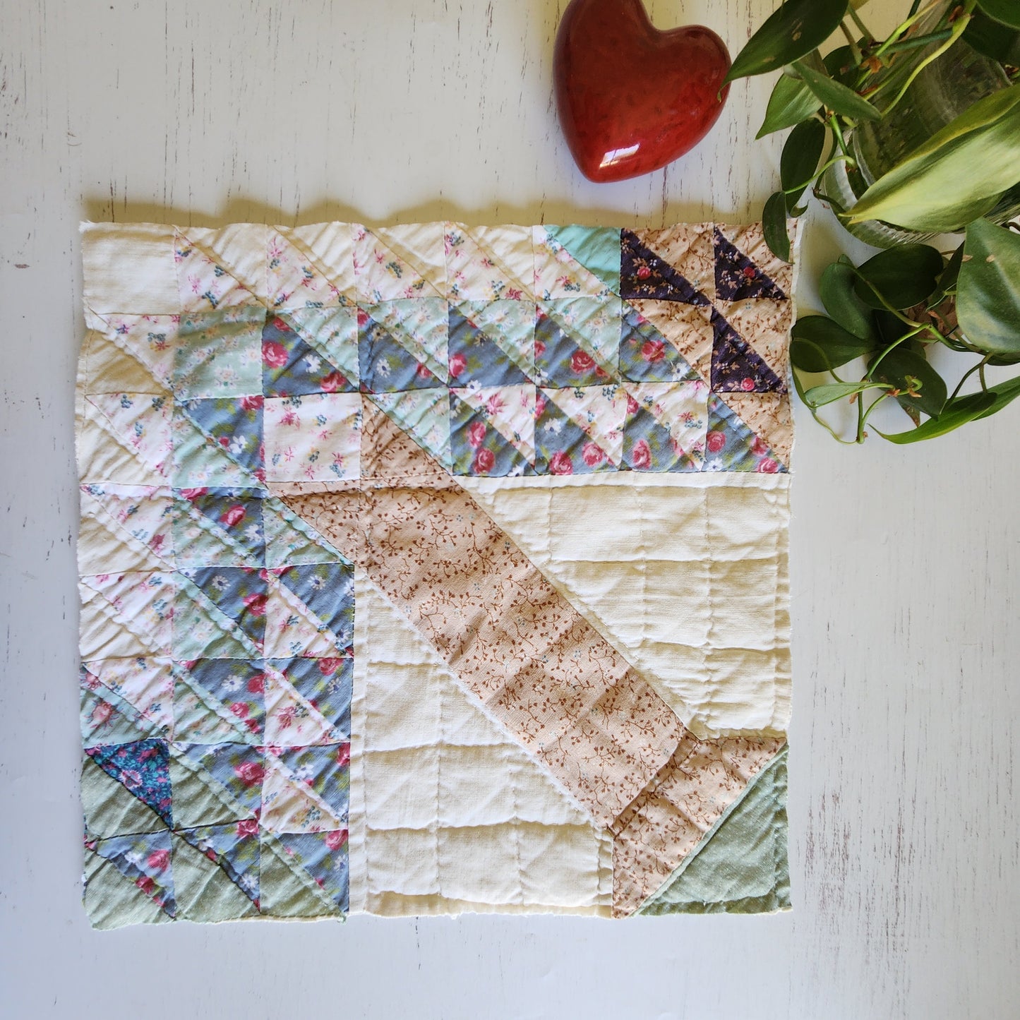 Vintage Handmade Patchwork Quilt Squares: Project Pieces (1A)