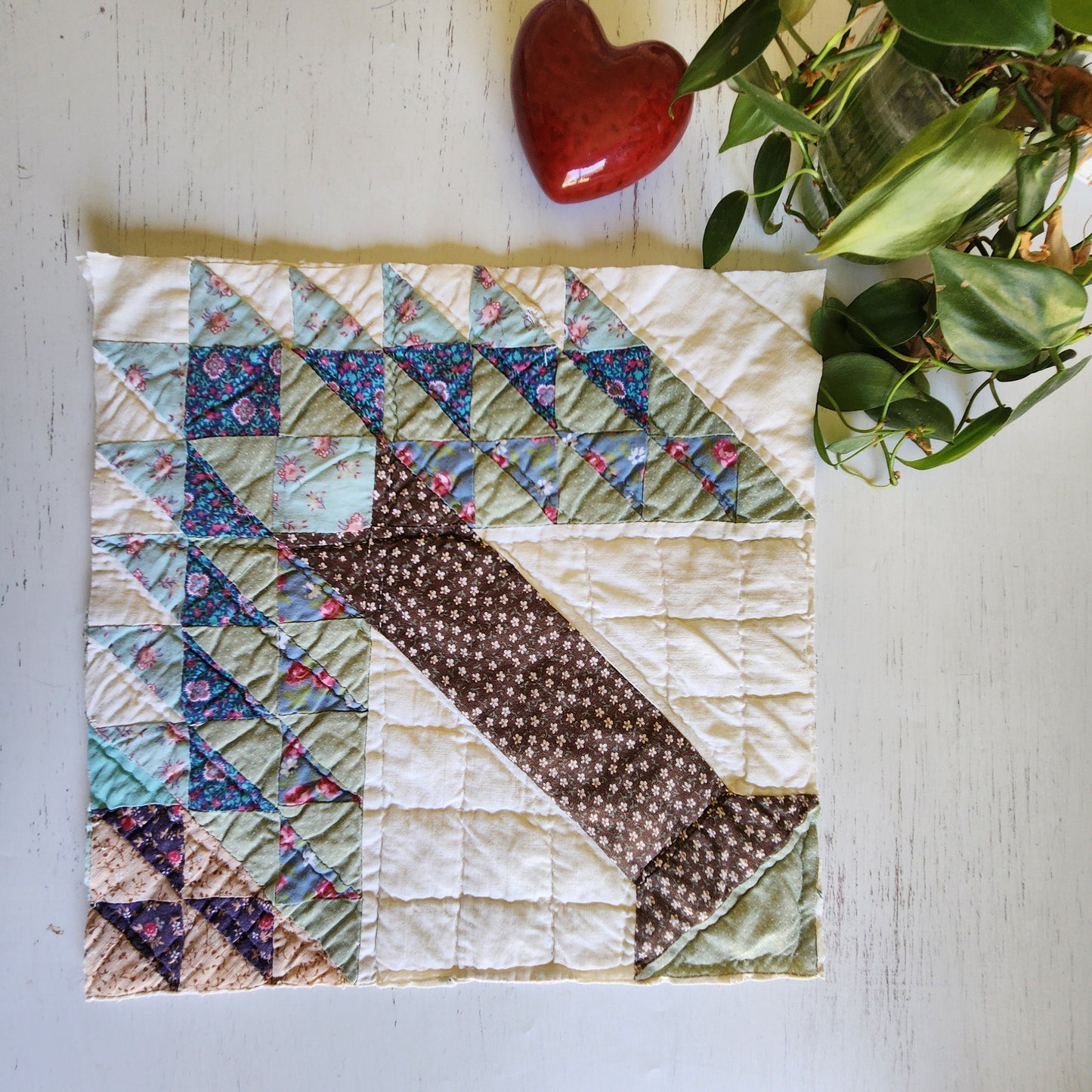 Vintage Handmade Patchwork Quilt Squares: Project Pieces (1B)