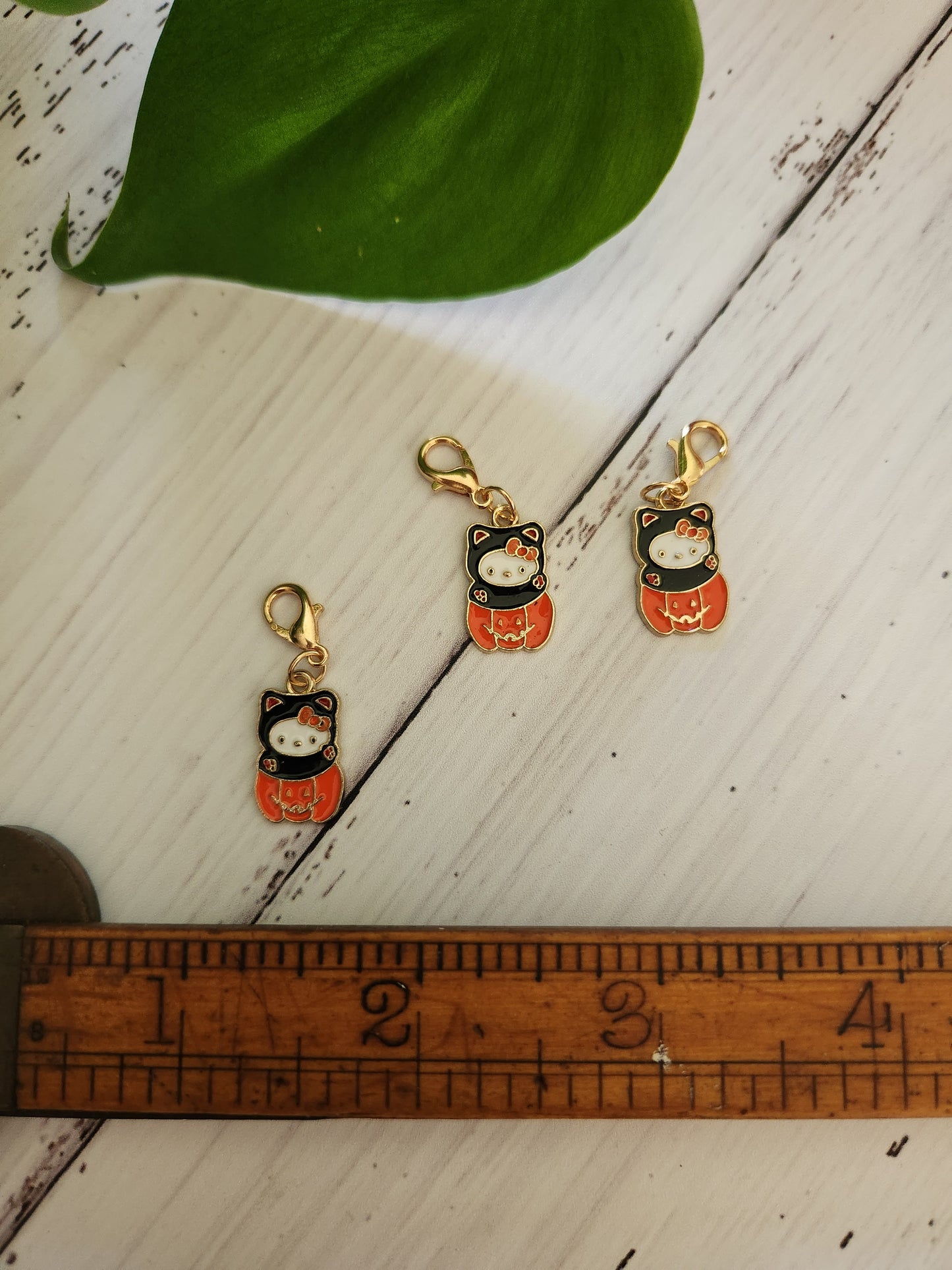 Cute Kitty in a Pumpkin Dress Up - Zipper Charm